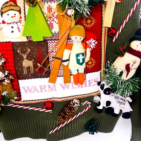 3D Mens Ugly Christmas Sweater: Handmade XXL Holiday Party Pullover - Picture 2 of 10